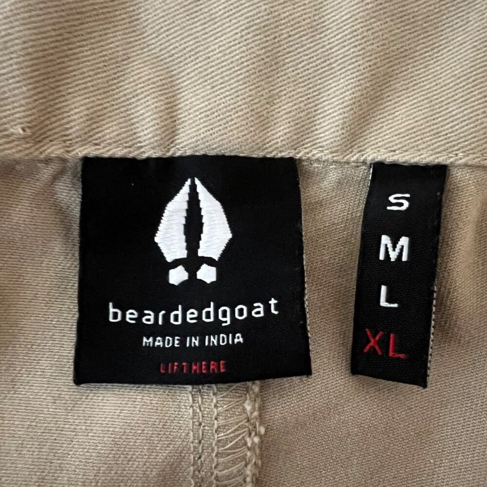 Bearded Goat Chino Shorts Mens Size XL Khaki Flat Front Belted - Picture 2 of 9